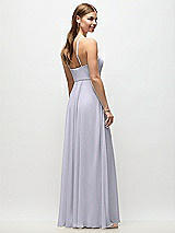 Rear View Thumbnail - Silver Dove High-Neck Halter Chiffon Maxi Dress with Adjustable Spaghetti Straps