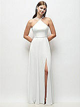 Front View Thumbnail - White High-Neck Halter Chiffon Maxi Dress with Adjustable Spaghetti Straps