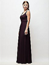 Side View Thumbnail - Deep Plum Scoop Neck Tank Strap Chiffon Maxi Dress