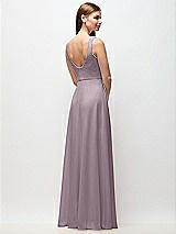 Rear View Thumbnail - Lilac Dusk Scoop Neck Tank Strap Chiffon Maxi Dress