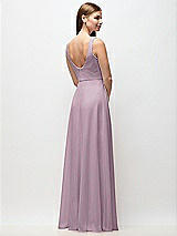 Rear View Thumbnail - Suede Rose Scoop Neck Tank Strap Chiffon Maxi Dress