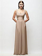 Front View Thumbnail - Topaz Scoop Neck Tank Strap Chiffon Maxi Dress