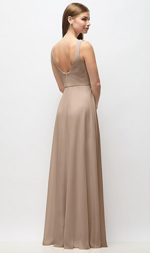 Back View - Topaz Scoop Neck Tank Strap Chiffon Maxi Dress