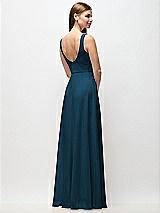 Rear View Thumbnail - Atlantic Blue Scoop Neck Tank Strap Chiffon Maxi Dress
