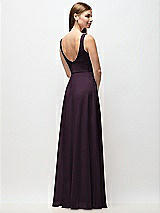 Rear View Thumbnail - Aubergine Scoop Neck Tank Strap Chiffon Maxi Dress