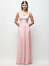 Front View Thumbnail - Ballet Pink Scoop Neck Tank Strap Chiffon Maxi Dress