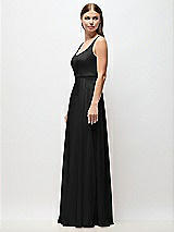 Side View Thumbnail - Black Scoop Neck Tank Strap Chiffon Maxi Dress