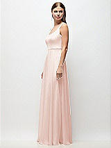 Side View Thumbnail - Blush Scoop Neck Tank Strap Chiffon Maxi Dress