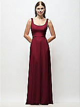 Front View Thumbnail - Burgundy Scoop Neck Tank Strap Chiffon Maxi Dress