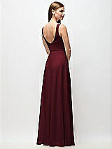 Rear View Thumbnail - Cabernet Scoop Neck Tank Strap Chiffon Maxi Dress