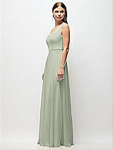 Side View Thumbnail - Celadon Scoop Neck Tank Strap Chiffon Maxi Dress