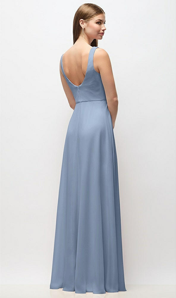 Back View - Cloudy Scoop Neck Tank Strap Chiffon Maxi Dress
