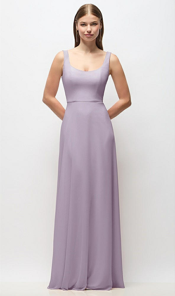 Front View - Lilac Haze Scoop Neck Tank Strap Chiffon Maxi Dress