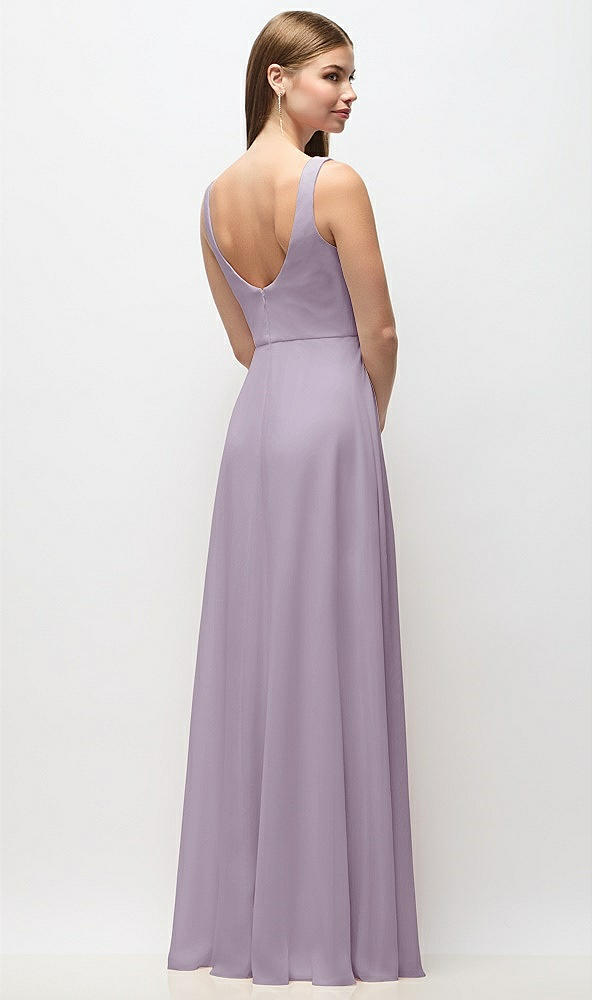 Back View - Lilac Haze Scoop Neck Tank Strap Chiffon Maxi Dress