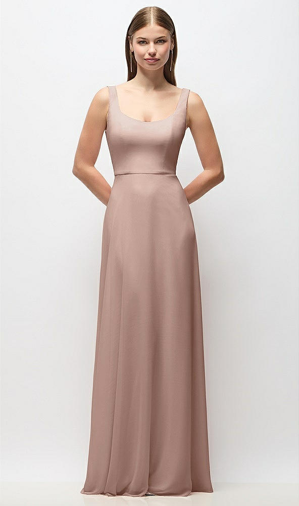 Front View - Neu Nude Scoop Neck Tank Strap Chiffon Maxi Dress