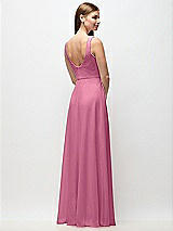 Rear View Thumbnail - Orchid Pink Scoop Neck Tank Strap Chiffon Maxi Dress