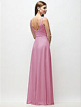 Rear View Thumbnail - Powder Pink Scoop Neck Tank Strap Chiffon Maxi Dress