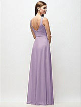 Rear View Thumbnail - Pale Purple Scoop Neck Tank Strap Chiffon Maxi Dress