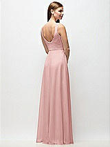 Rear View Thumbnail - Rose Scoop Neck Tank Strap Chiffon Maxi Dress