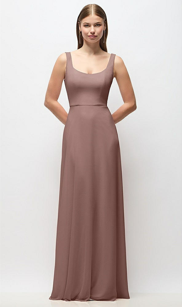 Front View - Sienna Scoop Neck Tank Strap Chiffon Maxi Dress