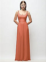 Front View Thumbnail - Terracotta Copper Scoop Neck Tank Strap Chiffon Maxi Dress