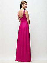 Rear View Thumbnail - Think Pink Scoop Neck Tank Strap Chiffon Maxi Dress