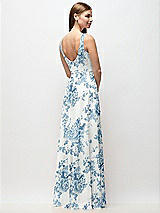 Rear View Thumbnail - Cottage Rose Dusk Blue Scoop Neck Tank Strap Floral Chiffon Maxi Dress