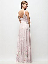 Rear View Thumbnail - Watercolor Print Scoop Neck Tank Strap Floral Chiffon Maxi Dress
