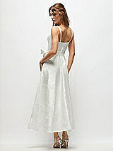 Rear View Thumbnail - Off White Shaped Strap Boned Corset Embossed Floral Jacquard Bride Dress with Full Midi Skirt & Sash