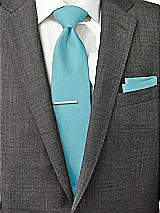 Rear View Thumbnail - Aquamarine Peau de Soie Pocket Squares by After Six