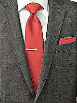 Rear View Thumbnail - Perfect Coral Peau de Soie Pocket Squares by After Six