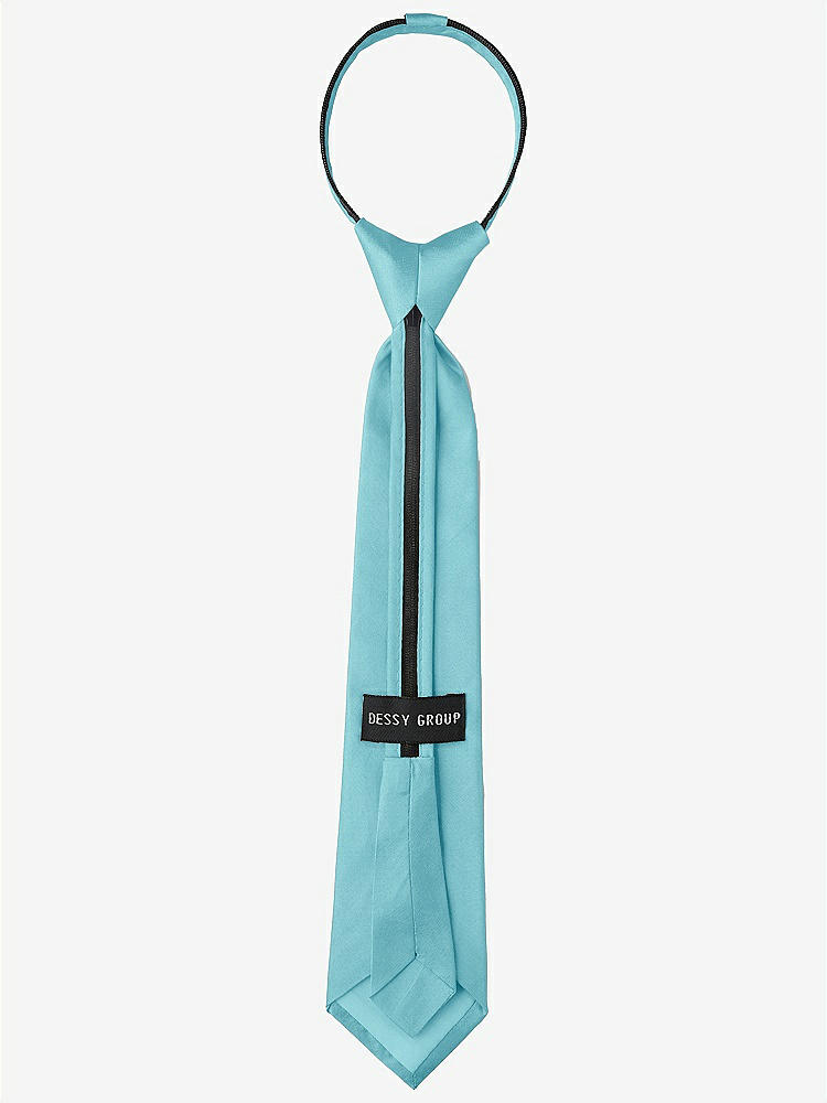 Back View - Aquamarine Peau de Soie Boy's 14" Zip Necktie by After Six