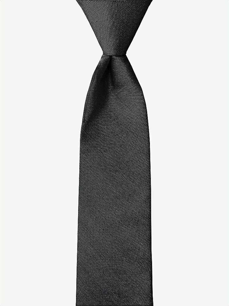 Front View - Black Peau de Soie Boy's 14" Zip Necktie by After Six