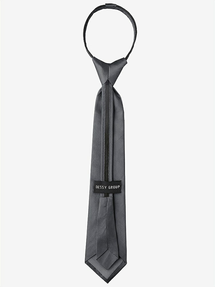 Back View - Ebony Peau de Soie Boy's 14" Zip Necktie by After Six