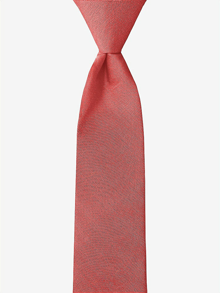 Front View - Perfect Coral Peau de Soie Boy's 14" Zip Necktie by After Six