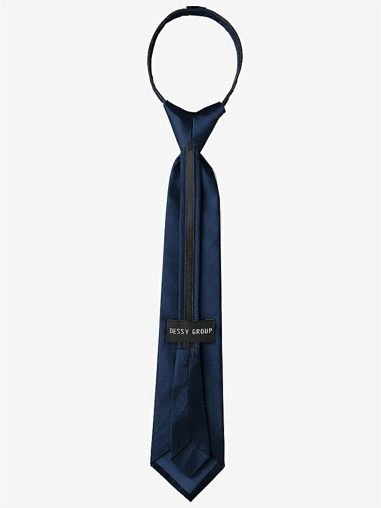 Back View - Midnight Navy Peau de Soie Boy's 14" Zip Necktie by After Six