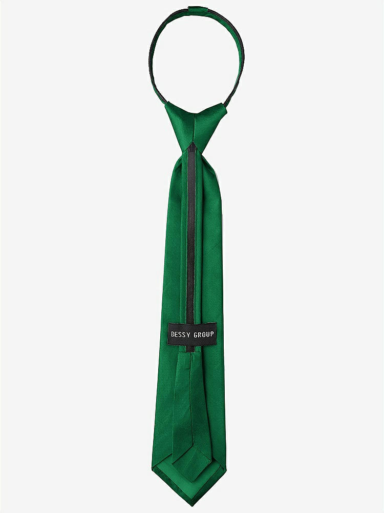 Back View - Pine Green Peau de Soie Boy's 14" Zip Necktie by After Six