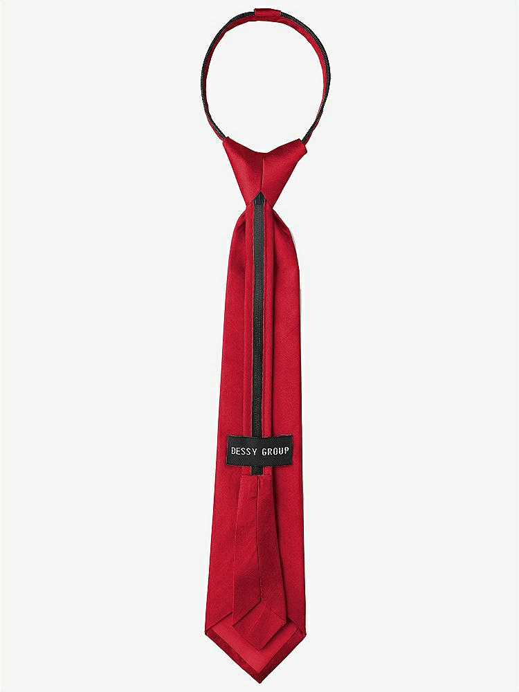 Back View - Poppy Red Peau de Soie Boy's 14" Zip Necktie by After Six