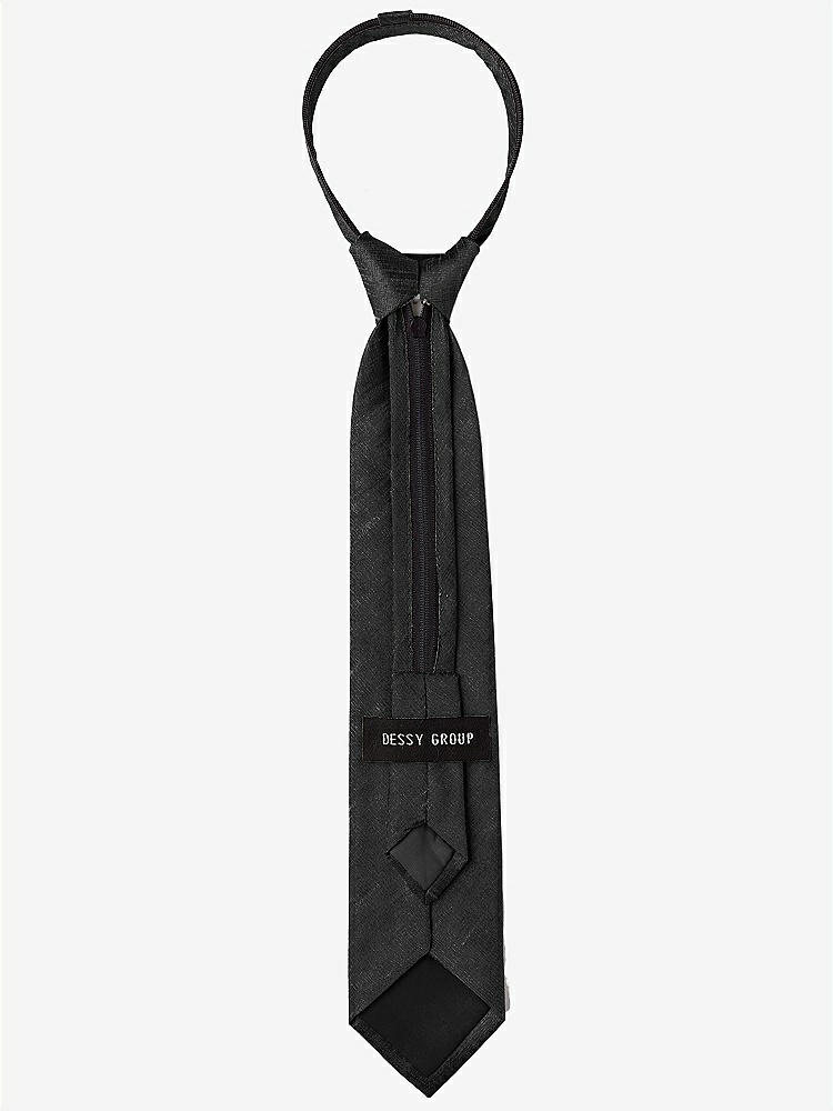 Back View - Black Dupioni Boy's 14" Zip Necktie by After Six