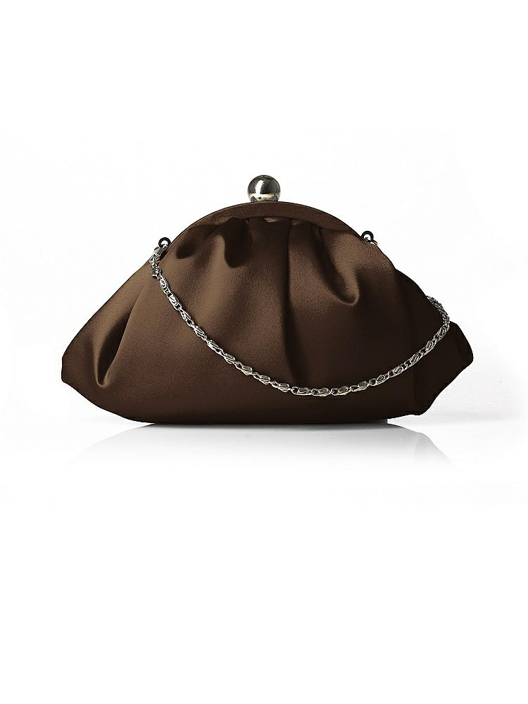 Back View - Espresso Gathered Satin Clutch