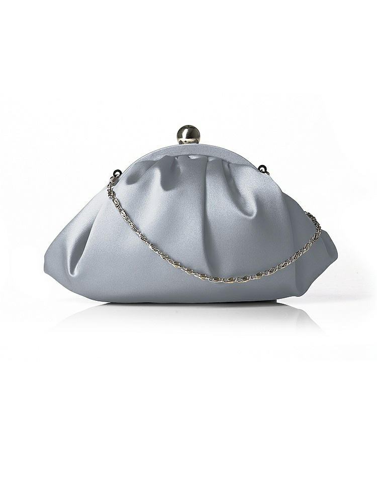 Back View - Platinum Gathered Satin Clutch