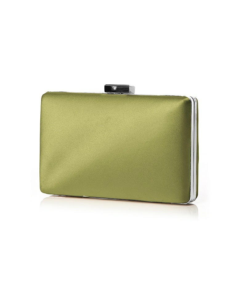 Front View - Citron Matte Satin Pill Box Clutch