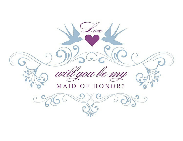 Front View - Pale Blue & Orchid Will You Be My Maid of Honor Card - Classic