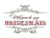 Front View Thumbnail - Kiwi & Perfect Coral Will You Be My Bridesmaid Card - Vintage