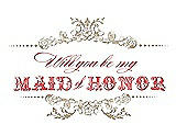 Front View Thumbnail - Champagne & Perfect Coral Will You Be My Maid of Honor Card - Vintage