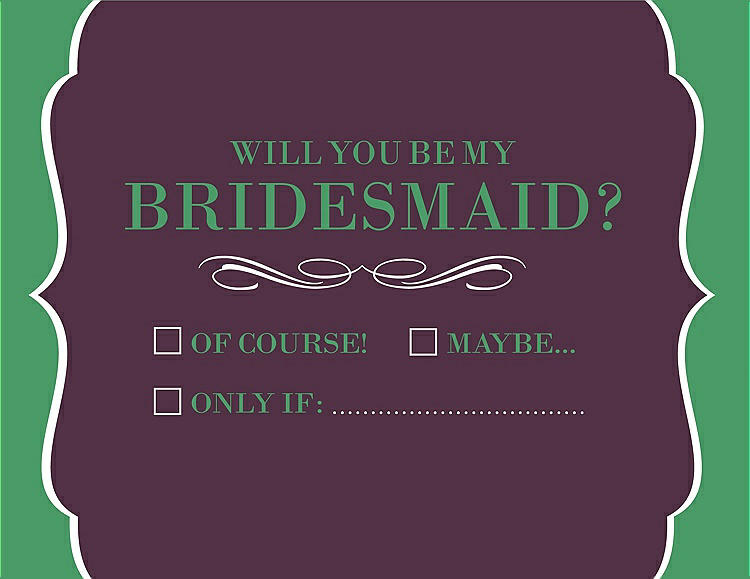 Front View - Italian Plum & Juniper Will You Be My Bridesmaid Card - Checkbox