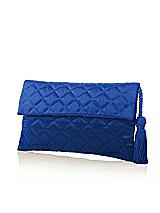 Front View Thumbnail - Sapphire Quilted Envelope Clutch with Tassel Detail