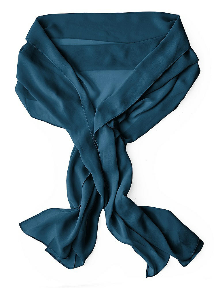 Back View - Atlantic Blue Lux Chiffon Stole