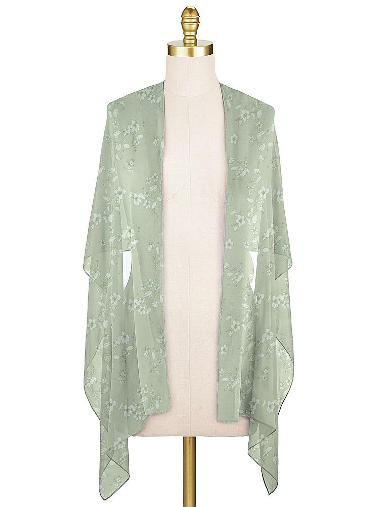 Front View - Vintage Primrose Sage Lux Chiffon Stole