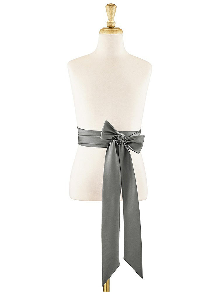 Front View - Charcoal Gray Matte Satin Flower Girl Sash